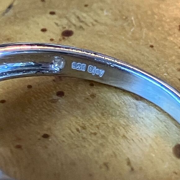 Natural Blue Diamond Sterling Silver Ring Size 8 - Picture 6 of 9